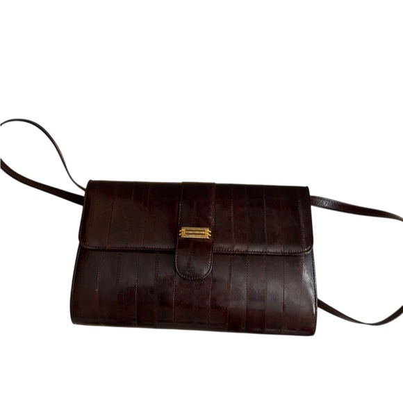 Handbags - Vintage Deerskin Leather Crossbody Bag with Gold Accent
